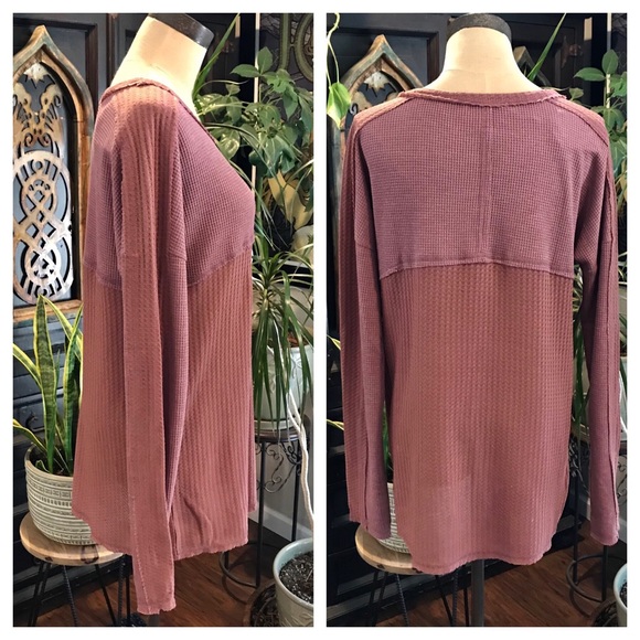 Love Riche rosewood Waffle Knit Crew Neck top - Picture 7 of 8
